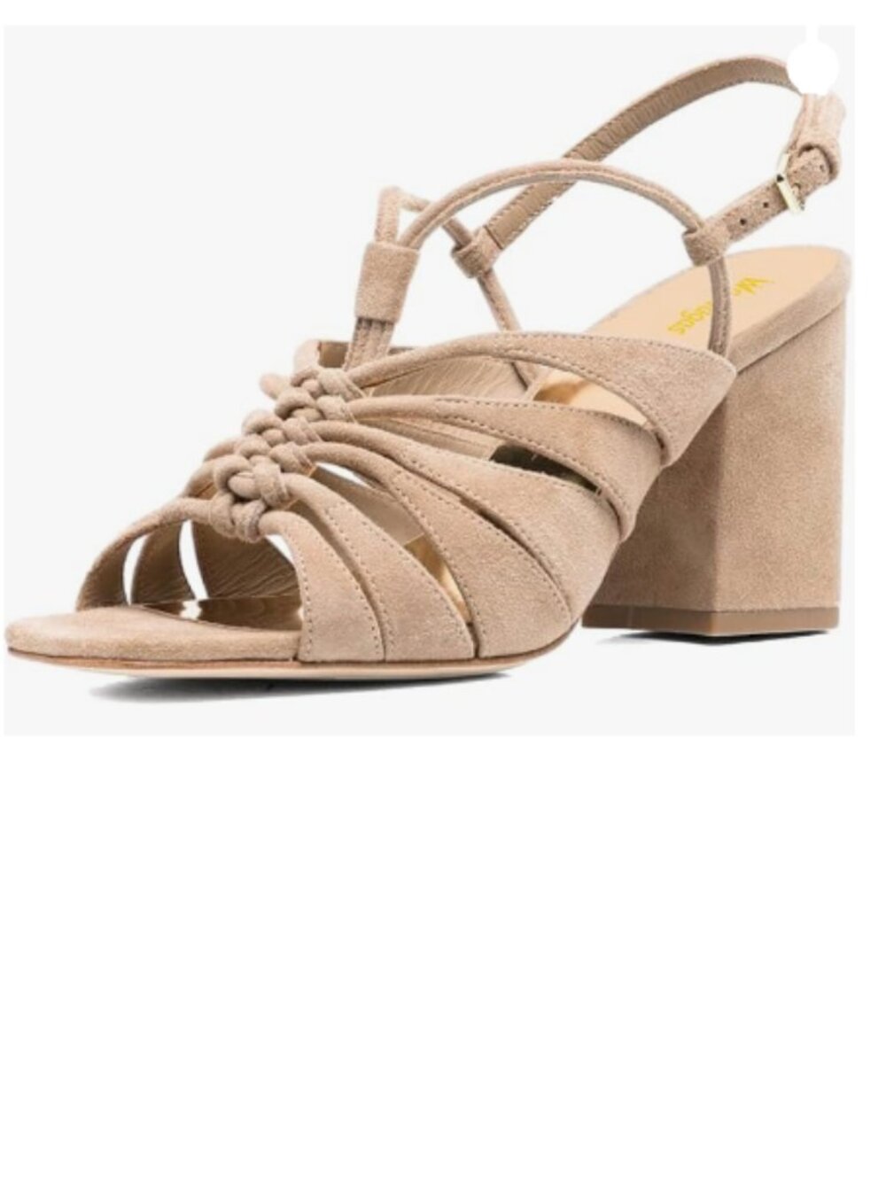 Brown Women’s Braid Backstrap Chunky High Heels Open Square Toe Buckle Sandals